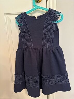 Navy Crochet-Trim Girls' Dress